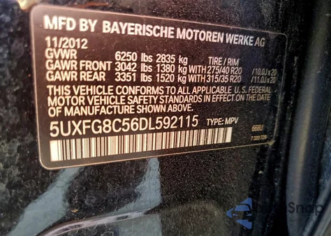 2013 BMW X6 xDrive50I from USA, damaged, VIN 5UXFG8C56DL592115